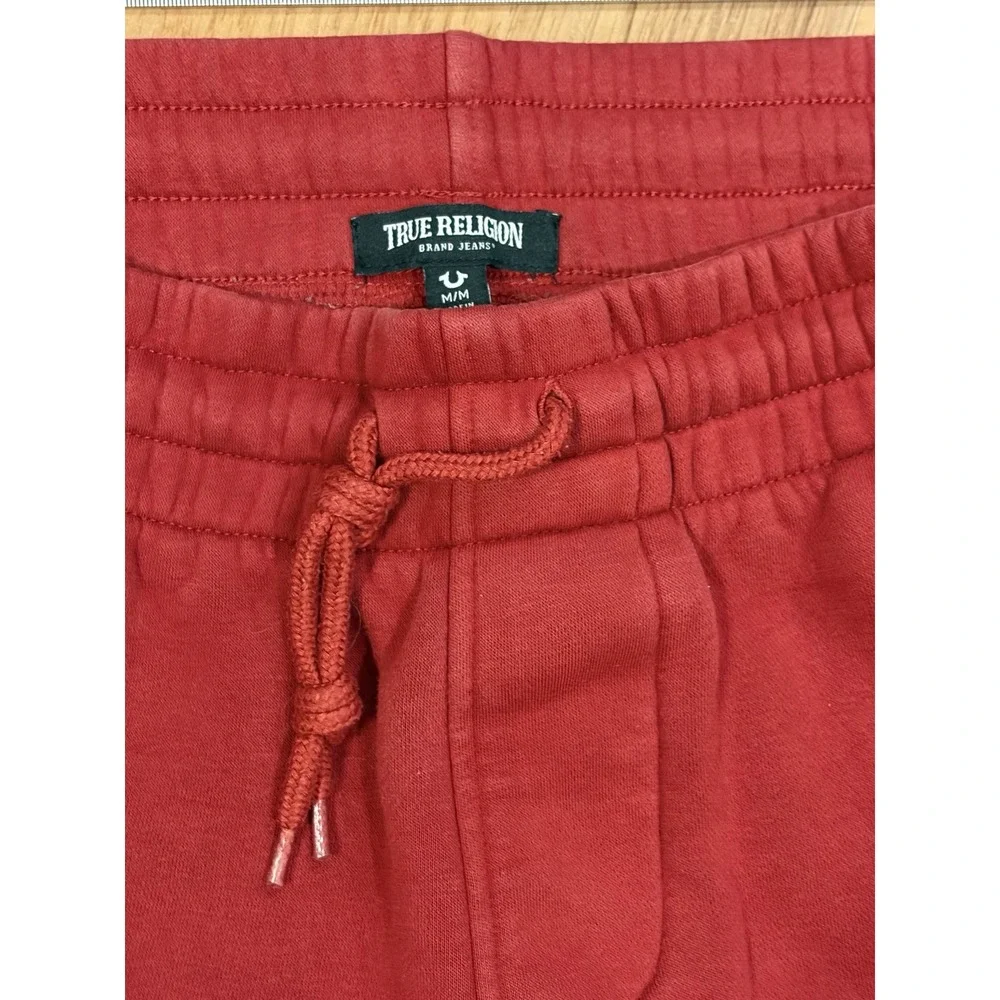 True Religion Joggers Sweatpant Buddha Logo Horseshoe Pocket Medium Red Spellout